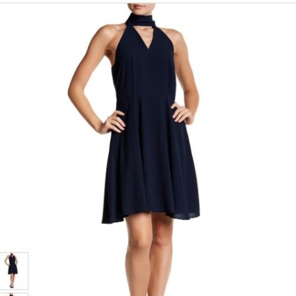 Betsey Johnson Dresses & Skirts - Betsey Johnson Navy Tie-Neck Chiffon Dress